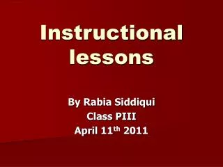 Instructional lessons