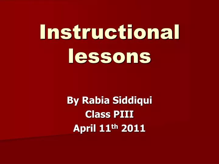 instructional lessons