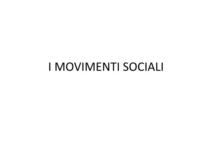 i movimenti sociali