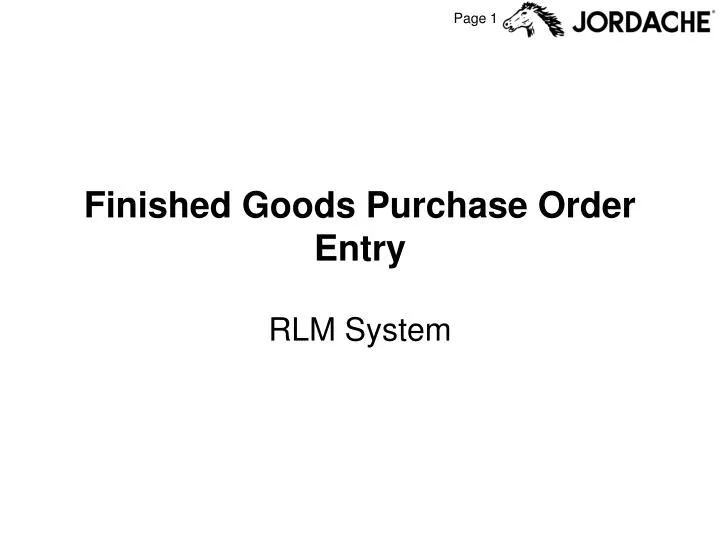 finished goods purchase order entry
