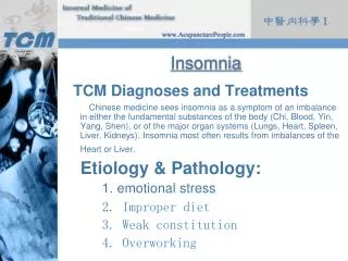 Insomnia TCM Diagnoses and Treatments