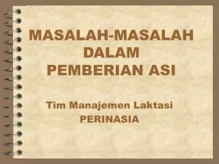 masalah masalah dalam pemberian asi