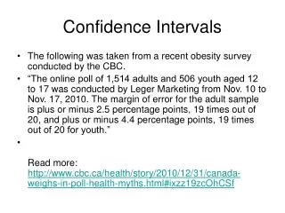 Confidence Intervals