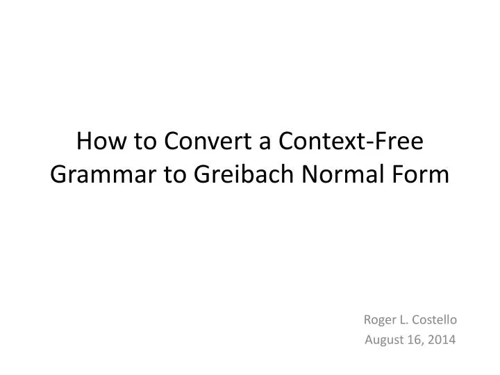 how to convert a context free grammar to greibach normal form
