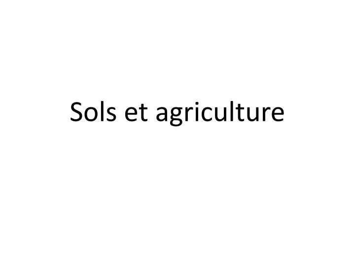 sols et agriculture