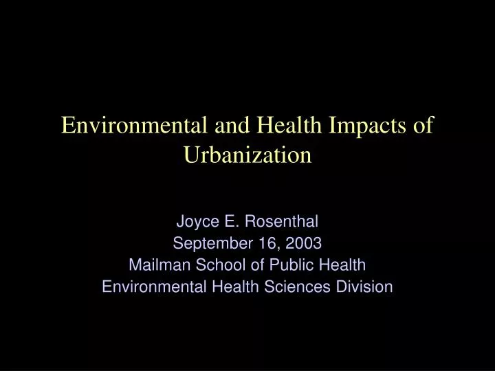 environmental and health impacts of urbanization