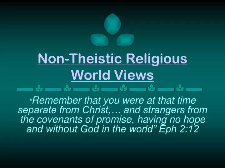 non theistic religious world views