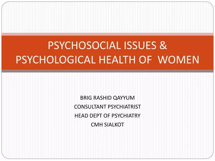 psychosocial issues psychological health of women
