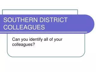 SOUTHERN DISTRICT COLLEAGUES