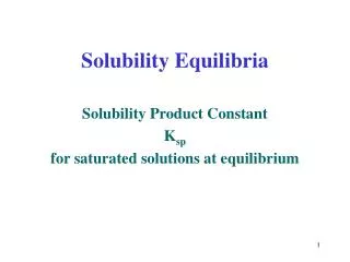 solubility equilibria