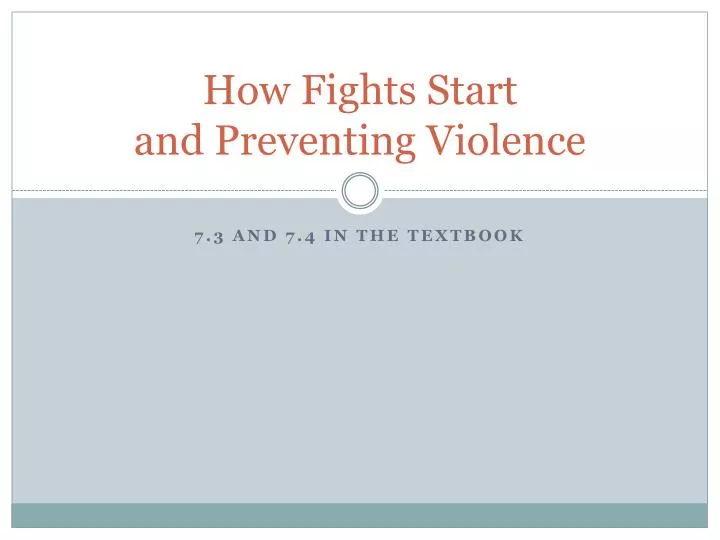 how fights start and preventing violence