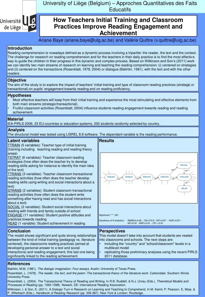 how teachers initial training and classroom practices improve reading engagement and achievement