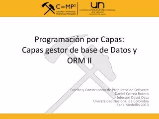 programaci n por capas capas gestor de base de datos y orm ii