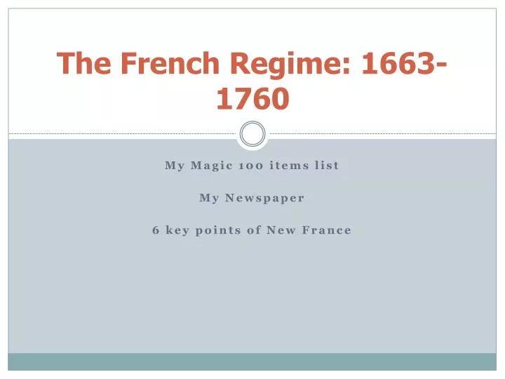 the french regime 1663 1760