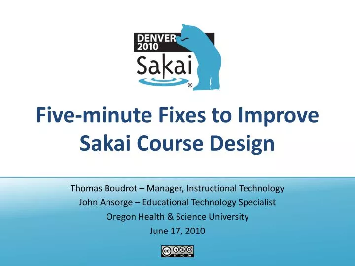 five minute fixes to improve sakai course design