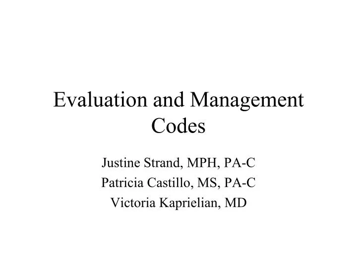 evaluation and management codes
