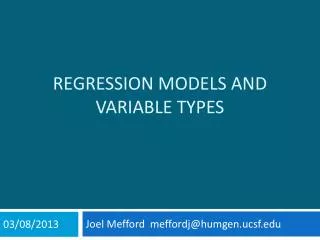 Regression Models and Variable types