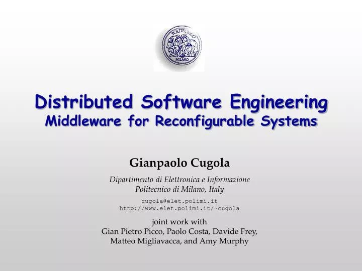 distributed software engineering middleware for reconfigurable systems