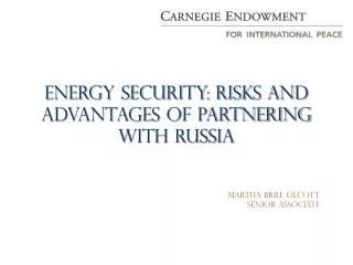 Energy security: Risks and Advantages of Partnering with Russia