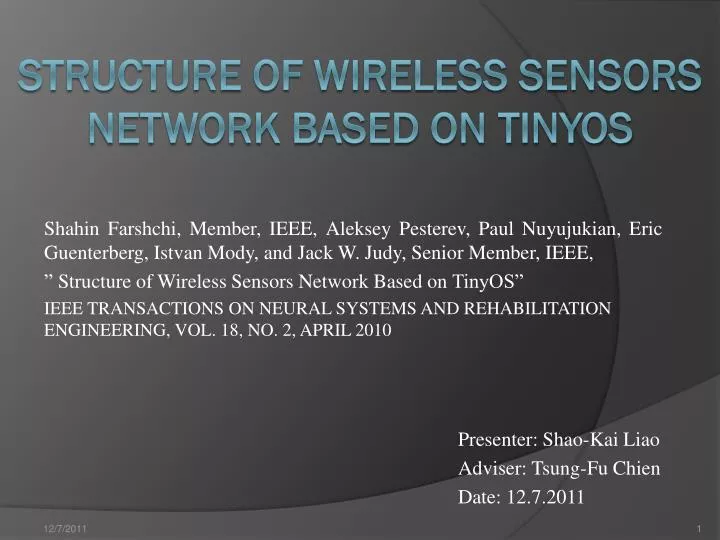 structure of wireless sensors network based on tinyos
