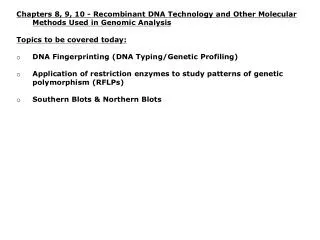 DNA Fingerprinting (DNA typing/profiling)