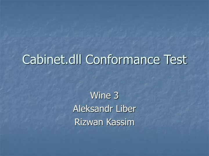 cabinet dll conformance test