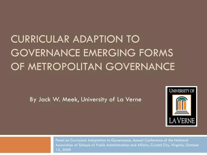 curricular adaption to governance emerging forms of metropolitan governance