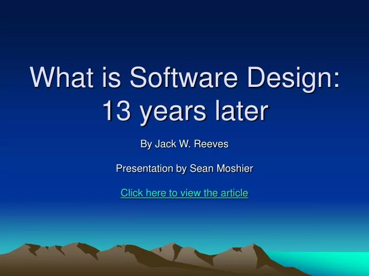 what is software design 13 years later