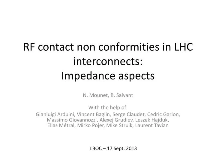 rf contact non conformities in lhc interconnects impedance aspects