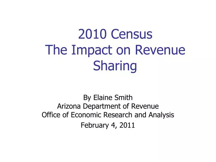 2010 census the impact on revenue sharing