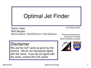 Optimal Jet Finder