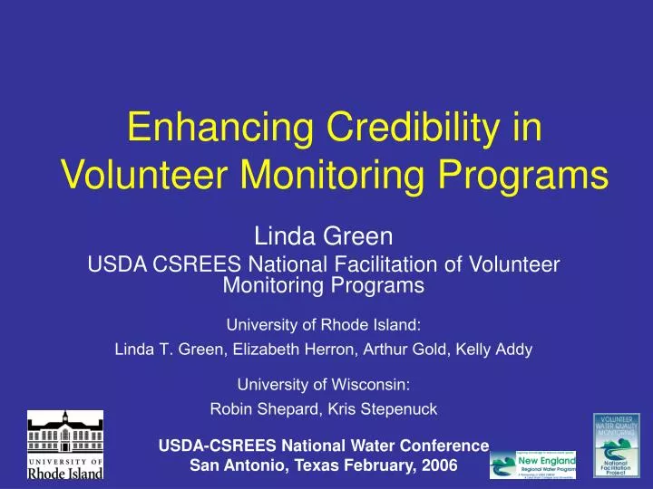 enhancing credibility in volunteer monitoring programs