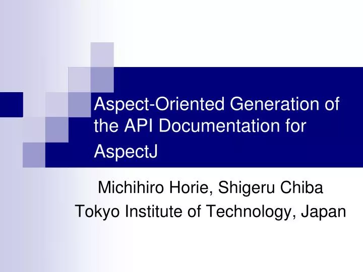 aspect oriented generation of the api documentation for aspectj