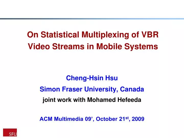 on statistical multiplexing of vbr video streams in mobile systems