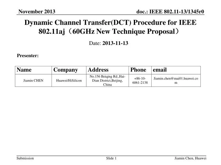 dynamic channel transfer dct procedure for ieee 802 11aj 60ghz new technique proposal