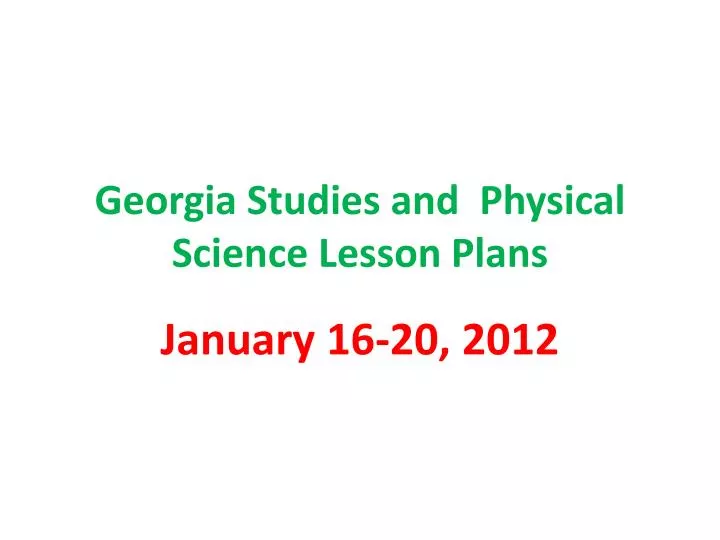 georgia studies and physical science lesson plans