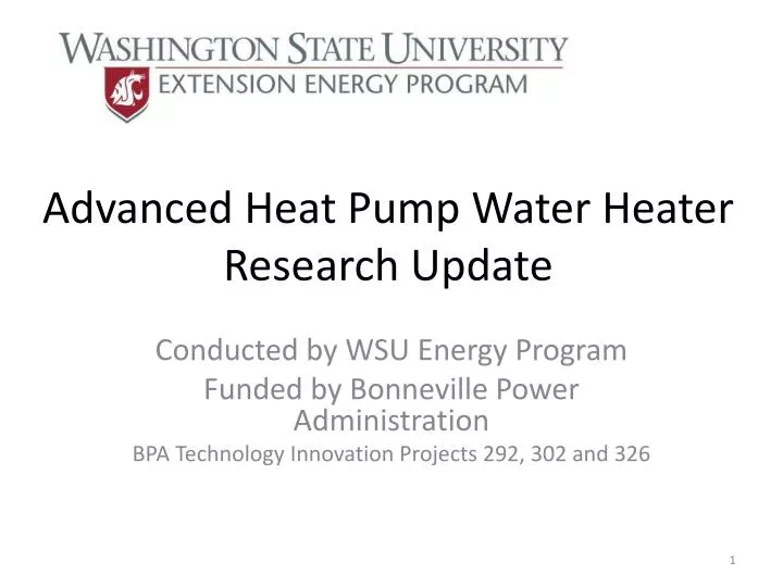 advanced heat pump water heater research update
