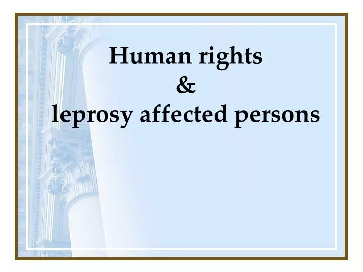 human rights leprosy affected persons