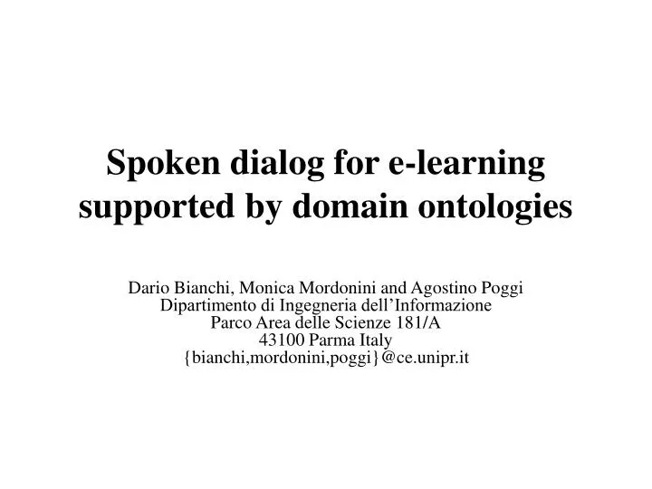 spoken dialog for e learning supported by domain ontologies
