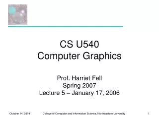 CS U540 Computer Graphics