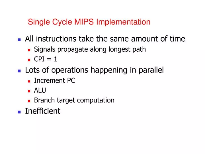 single cycle mips implementation