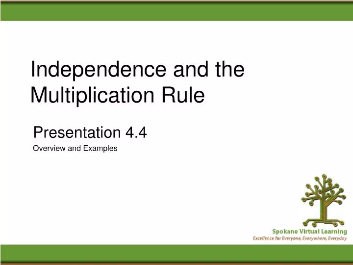 independence and the multiplication rule