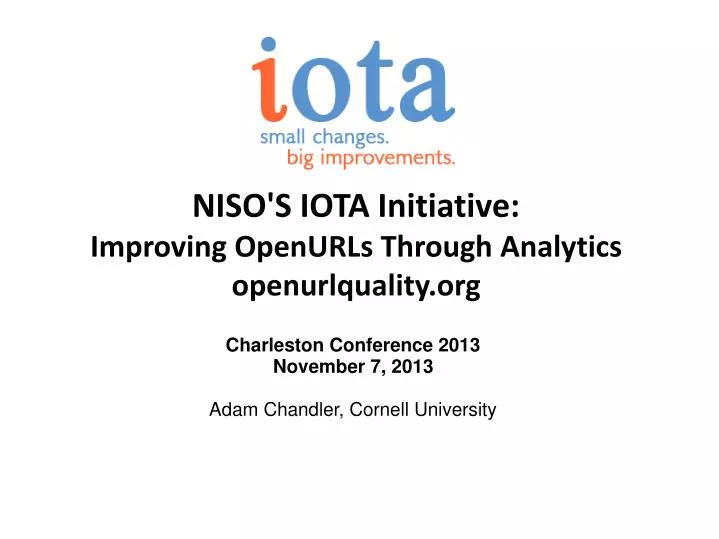 niso s iota initiative improving openurls through analytics openurlquality org