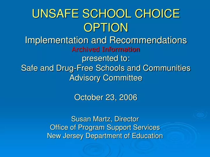 susan martz director office of program support services new jersey department of education