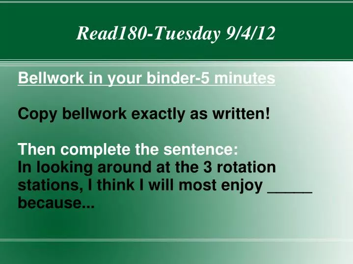 read180 tuesday 9 4 12
