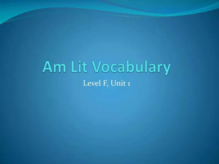 am lit vocabulary