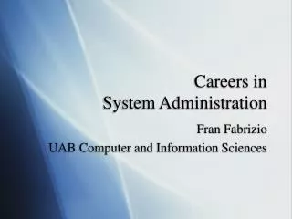 Careers in System Administration