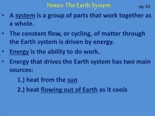 Notes: The Earth System