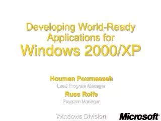 Developing World-Ready Applications for Windows 2000/XP
