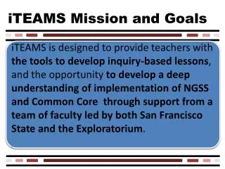 iTEAMS Mission and Goals